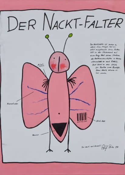 Alf Poier Kunstwerk "Nacktfalter" 1997 zum Verkauf