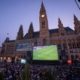 Public Viewing der Fußball EM-Spiele am Rathausplatz.