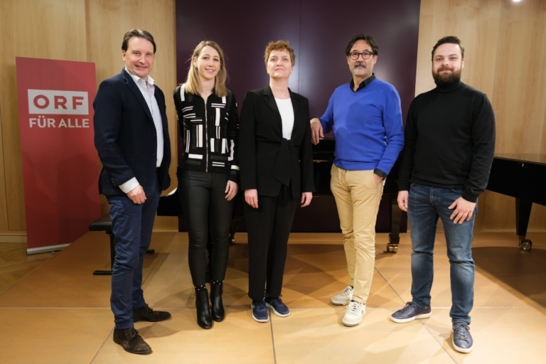 Fachjury des nationalen Vorentscheids zu „Eurovision Young Musicians 2024“: Martin Traxl, Andrea Götsch, Elke Tschaikner, Rico Gulda, Dalibor Karvay.