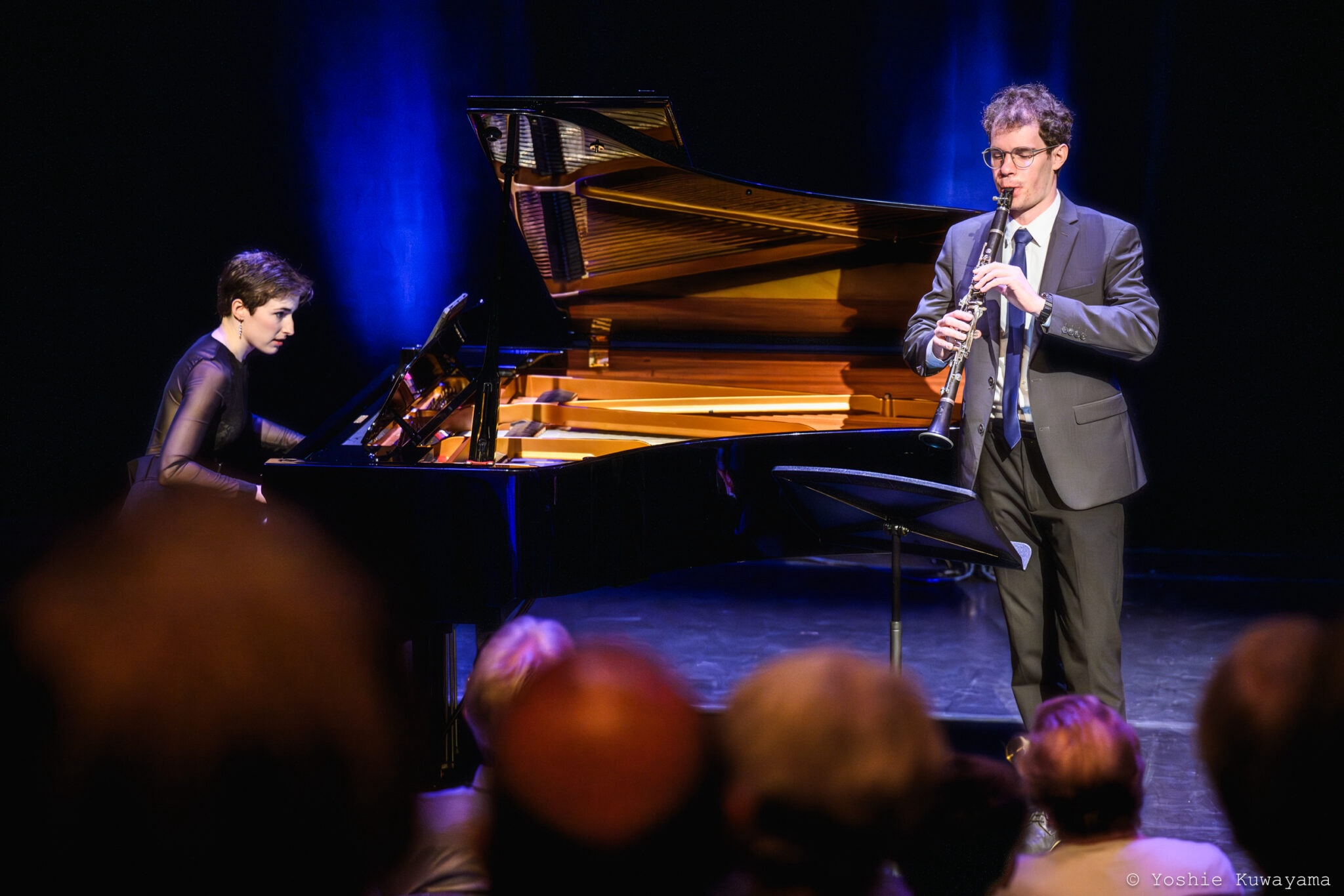 Pianistin Nathalie Matthys und Klarinettist Josef Lamell bei einem Konzert.